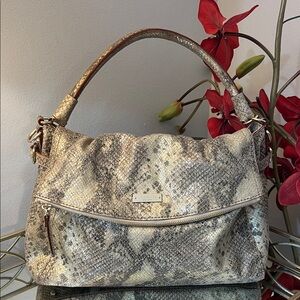 Kate Spade Cobble Hill Snakeskin Print Leather Hobo Bag – Metallic Silver/Gold